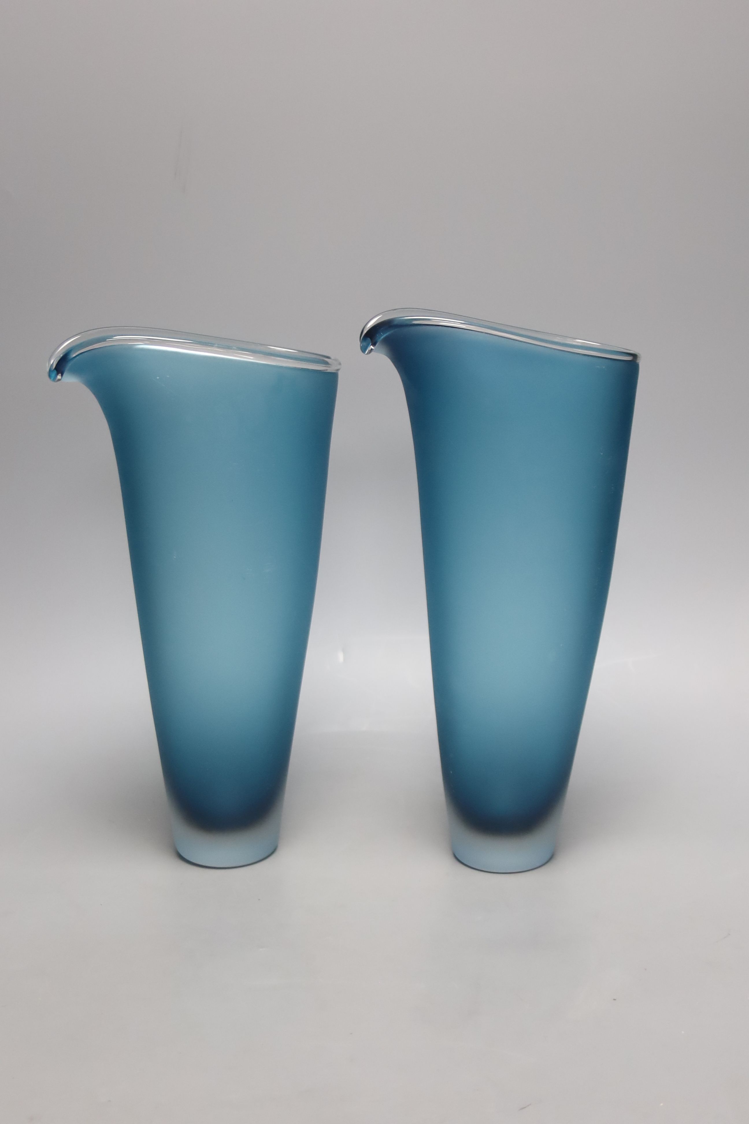 A pair of 1980's Jestyn Davis glass vases for London Glass Works, height 31cm